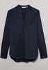ETERNA LANGARM BLUSE MODERN CLASSIC SATINBINDUNG MARINE UNIFARBEN