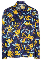 ETERNA LANGARM BLUSE MODERN CLASSIC SATINBINDUNG MARINE/BUNT BEDRUCKT