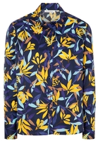 ETERNA LANGARM BLUSE MODERN CLASSIC SATINBINDUNG MARINE/BUNT BEDRUCKT