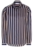 ETERNA LANGARM BLUSE MODERN CLASSIC SATINBINDUNG MARINE/ORANGE