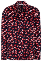 ETERNA LANGARM BLUSE MODERN CLASSIC SATINBINDUNG MARINE/ROT BEDRUCKT
