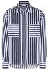 ETERNA LANGARM BLUSE MODERN CLASSIC SATINBINDUNG MARINE/WEISS
