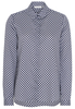 ETERNA LANGARM BLUSE MODERN CLASSIC SATINBINDUNG MARINE/WEISS BEDRUCKT