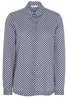 ETERNA LANGARM BLUSE MODERN CLASSIC SATINBINDUNG MARINE/WEISS BEDRUCKT