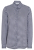 ETERNA LANGARM BLUSE MODERN CLASSIC SATINBINDUNG MARINE/WEISS BEDRUCKT