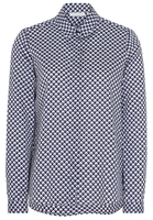 ETERNA LANGARM BLUSE MODERN CLASSIC SATINBINDUNG MARINE/WEISS BEDRUCKT