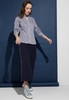 ETERNA LANGARM BLUSE MODERN CLASSIC SATINBINDUNG MARINE/WEISS BEDRUCKT