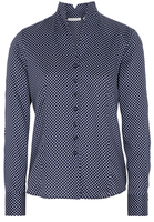 ETERNA LANGARM BLUSE MODERN CLASSIC SATINBINDUNG MARINE/WEISS BEDRUCKT