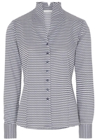 ETERNA LANGARM BLUSE MODERN CLASSIC SATINBINDUNG MARINE/WEISS BEDRUCKT