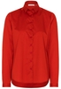 ETERNA LANGARM BLUSE MODERN CLASSIC SATINBINDUNG ORANGE-ROT UNIFARBEN