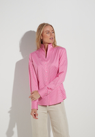 ETERNA LANGARM BLUSE MODERN CLASSIC SATINBINDUNG PINK/WEISS BEDRUCKT