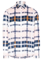 ETERNA LANGARM BLUSE MODERN CLASSIC SATINBINDUNG ROSA/WEISS KARIERT