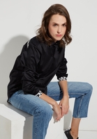ETERNA LANGARM BLUSE MODERN CLASSIC SATINBINDUNG SCHWARZ UNIFARBEN