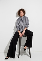 ETERNA LANGARM BLUSE MODERN CLASSIC SATINBINDUNG SCHWARZ/WEISS