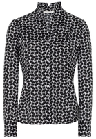 ETERNA LANGARM BLUSE MODERN CLASSIC SATINBINDUNG SCHWARZ/WEISS
