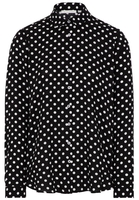 ETERNA LANGARM BLUSE MODERN CLASSIC SATINBINDUNG SCHWARZ/WEISS