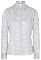 ETERNA LANGARM BLUSE MODERN CLASSIC SATINBINDUNG SILBERGRAU/WEISS