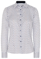 ETERNA LANGARM BLUSE MODERN CLASSIC SATINBINDUNG WEISS/BRAUN/BLAU
