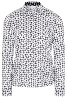 ETERNA LANGARM BLUSE MODERN CLASSIC SATINBINDUNG WEISS/SCHWARZ