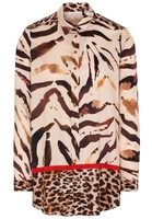 ETERNA LANGARM BLUSE MODERN CLASSIC SATINGEWEBE BEIGE/BRAUN BEDRUCKT