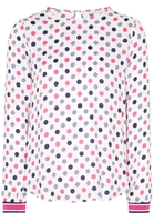 ETERNA LANGARM BLUSE MODERN CLASSIC SATINGEWEBE BLAU/PINK BEDRUCKT