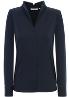 ETERNA LANGARM BLUSE MODERN CLASSIC SATINGEWEBE DUNKELBLAU UNIFARBEN