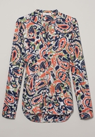 ETERNA LANGARM BLUSE MODERN CLASSIC SATINGEWEBE DUNKELBLAU/ORANGE