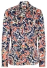 ETERNA LANGARM BLUSE MODERN CLASSIC SATINGEWEBE DUNKELBLAU/ORANGE