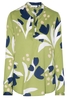 ETERNA LANGARM BLUSE MODERN CLASSIC SATINGEWEBE GRÜN/BLAU BEDRUCKT