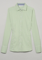 ETERNA LANGARM BLUSE MODERN CLASSIC SATINGEWEBE HELLGRÜN GESTREIFT