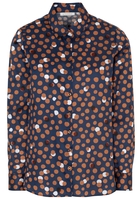 ETERNA LANGARM BLUSE MODERN CLASSIC SATINGEWEBE MARINE BEDRUCKT