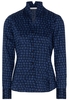 ETERNA LANGARM BLUSE MODERN CLASSIC SATINGEWEBE MARINE BEDRUCKT