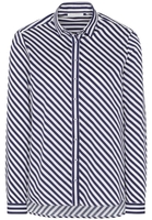ETERNA LANGARM BLUSE MODERN CLASSIC SATINGEWEBE MARINEBLAU/WEISS