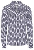ETERNA LANGARM BLUSE MODERN CLASSIC SATINGEWEBE MARINE/WEISS BEDRUCKT