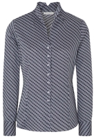ETERNA LANGARM BLUSE MODERN CLASSIC SATINGEWEBE MARINE/WEISS BEDRUCKT