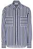 ETERNA LANGARM BLUSE MODERN CLASSIC SATINGEWEBE MARINE/WEISS GESTREIFT