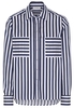 ETERNA LANGARM BLUSE MODERN CLASSIC SATINGEWEBE MARINE/WEISS GESTREIFT