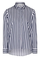 ETERNA LANGARM BLUSE MODERN CLASSIC SATINGEWEBE MARINE/WEISS GESTREIFT