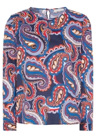 ETERNA LANGARM BLUSE MODERN CLASSIC SATINGEWEBE ORANGE/BLAU BEDRUCKT