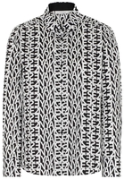 ETERNA LANGARM BLUSE MODERN CLASSIC SATINGEWEBE SCHWARZ/WEISS BEDRUCKT