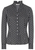 ETERNA LANGARM BLUSE MODERN CLASSIC SATINGEWEBE SCHWARZ/WEISS BEDRUCKT