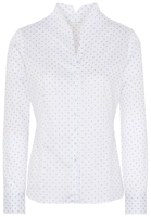 ETERNA LANGARM BLUSE MODERN CLASSIC SATINGEWEBE WEISS/HELLBLAU