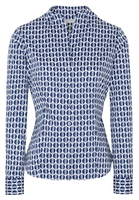 ETERNA LANGARM BLUSE MODERN CLASSIC SLIM FIT SATINBINDUNG BLAU/WEIß