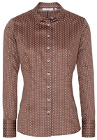 ETERNA LANGARM BLUSE MODERN CLASSIC SLIM FIT SATINBINDUNG BRAUN