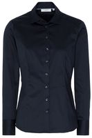 ETERNA LANGARM BLUSE MODERN CLASSIC SLIM FIT SATINBINDUNG MARINE