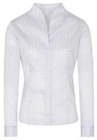 ETERNA LANGARM BLUSE MODERN CLASSIC SLIM FIT SATINGEWEBE GRAU/WEISS