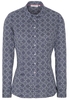 ETERNA LANGARM BLUSE MODERN CLASSIC SLIM FIT SATINGEWEBE MARINE/WEISS