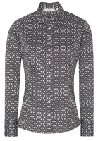 ETERNA LANGARM BLUSE MODERN CLASSIC SLIM FIT SATINGEWEBE SCHWARZ/WEISS