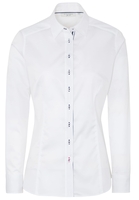 ETERNA LANGARM BLUSE MODERN CLASSIC SLIM FIT SATINGEWEBE WEISS