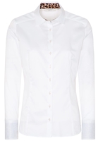 ETERNA LANGARM BLUSE MODERN CLASSIC SLIM FIT SATINGEWEBE WEISS